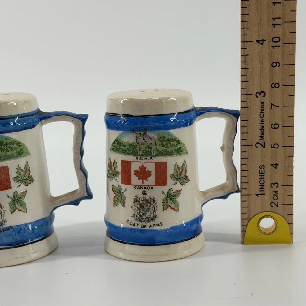 Canada Maple Leaf RCMP Coat of Arms Beer Mug Stein Salt Pepper Shakers Set Japan
